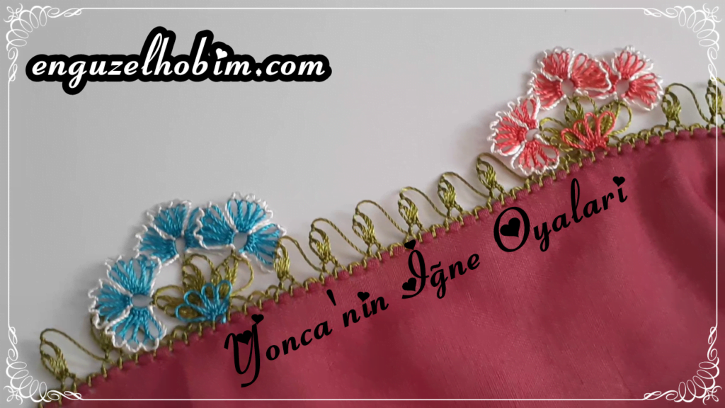 Çiçekli Yazma üzerine Göz Alıcı İğne Oyası Modeli