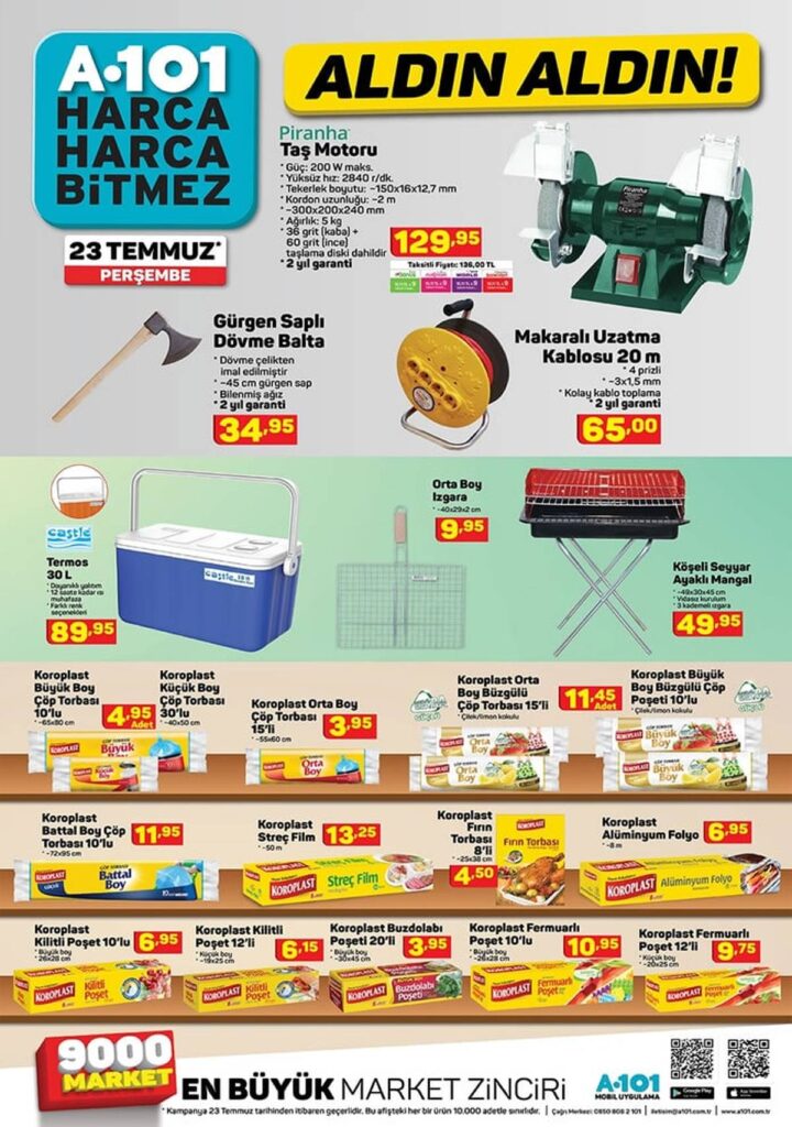 23 temmuz 2020 A101 bu hafta aktüel ürünler