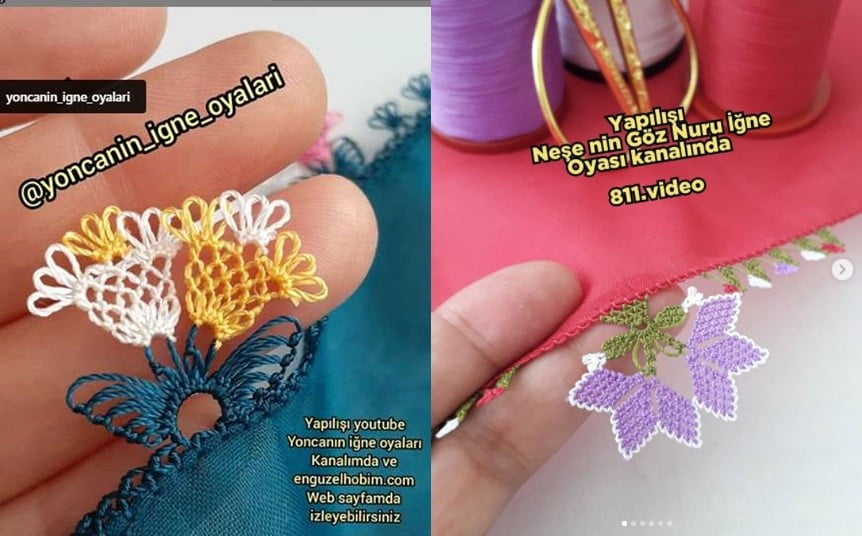13 adet Düz Renk Yazma İğne Oyası Modelleri