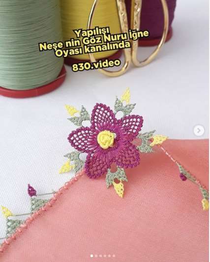 çiçek iğne oyası yapımı