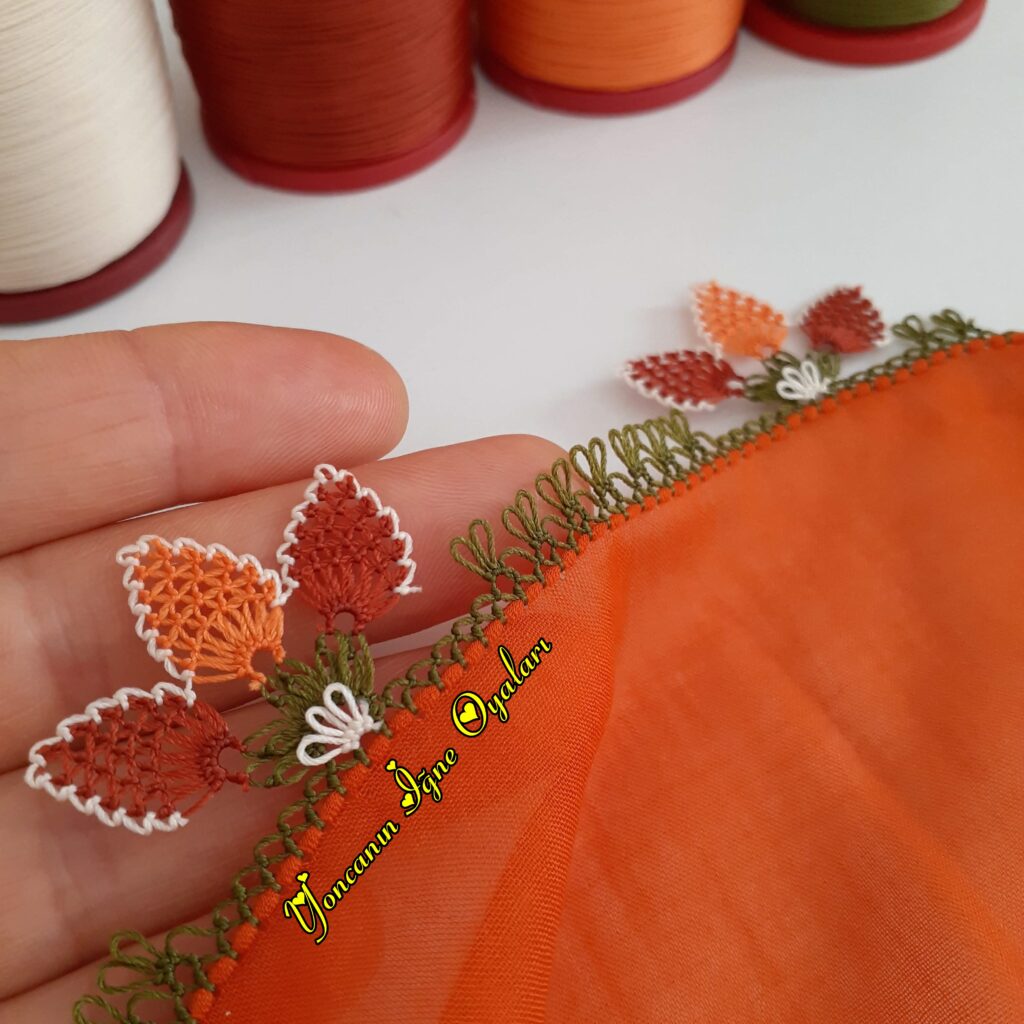 yazma kenarı oya modeli çiçekli tasarım