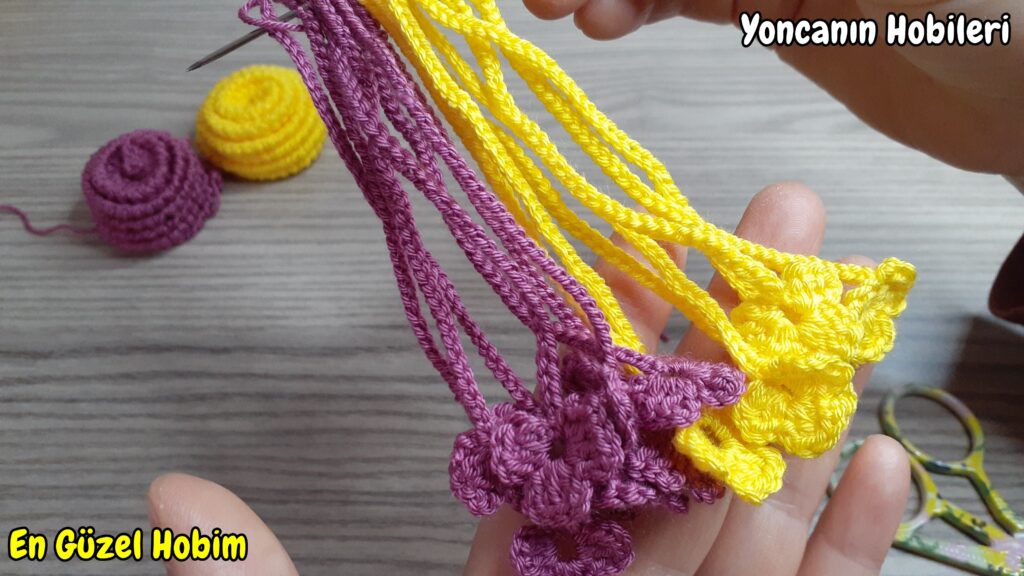 toka için örgü motif modeli çiçek tasarım
