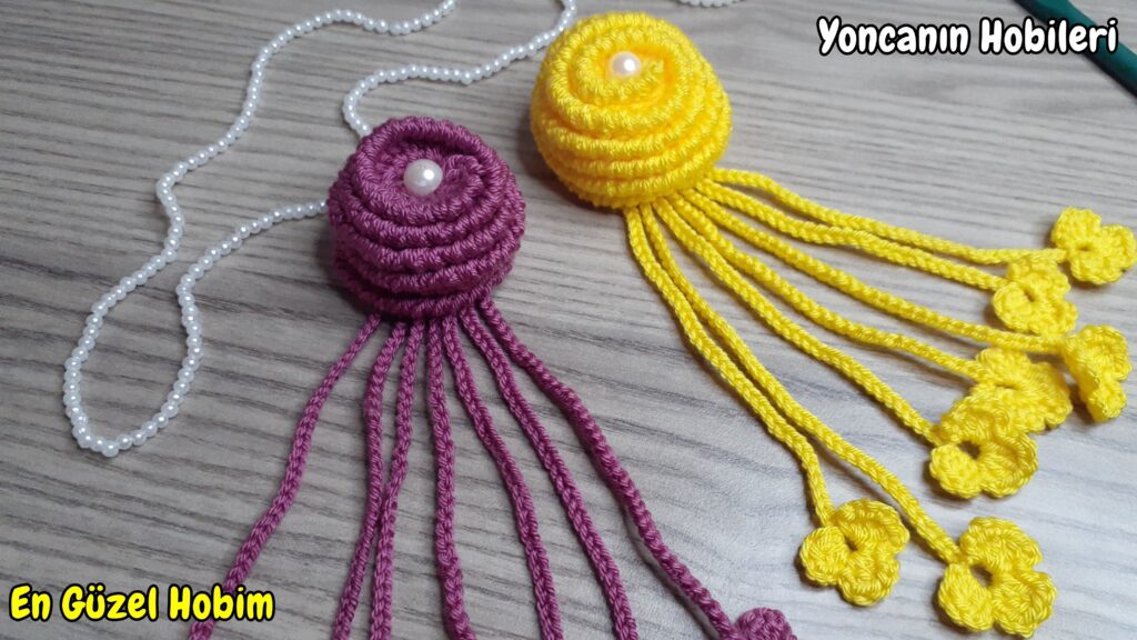 değişik tığ işi çiçek motif modeli detaylı görünüm
