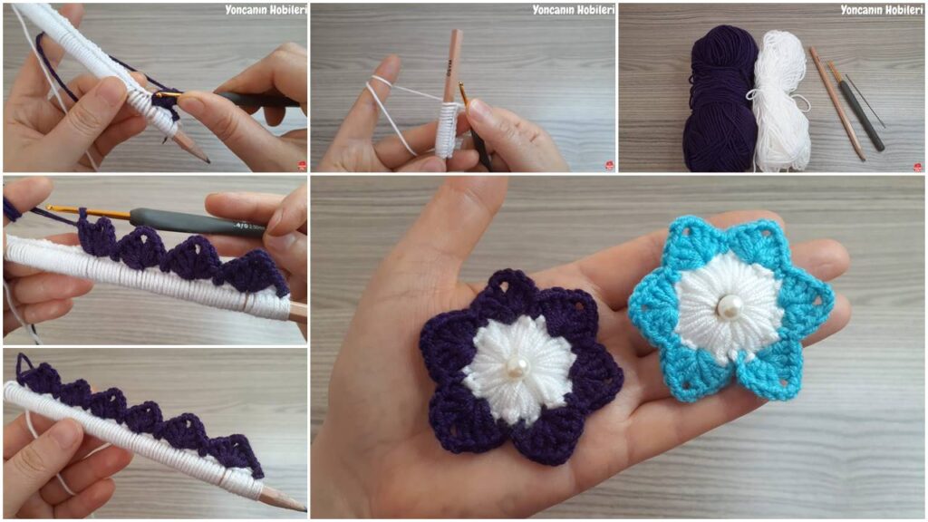 Kalem İle Çiçek Örgü Modeli Yapımı- Amazing Knitting Pencil Crochet