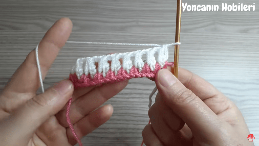 tunisian crochet pattern iki renkli tasarım