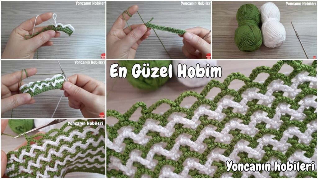 Tığ İşi Şahane İki Renkli Örgü Modeli