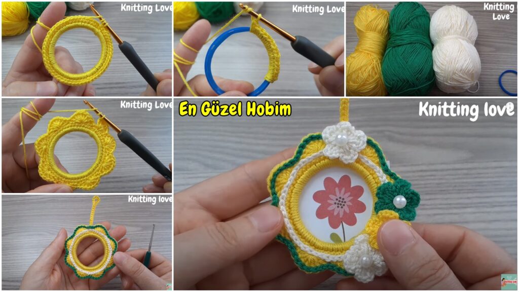 Plastik Şişe Kapağından Örgü Çerçeve Modeli