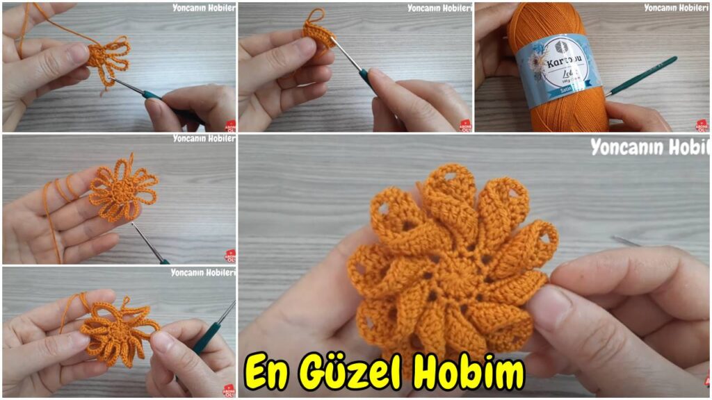 Çok Kolay Tığ işi çiçek Örgü Modeli