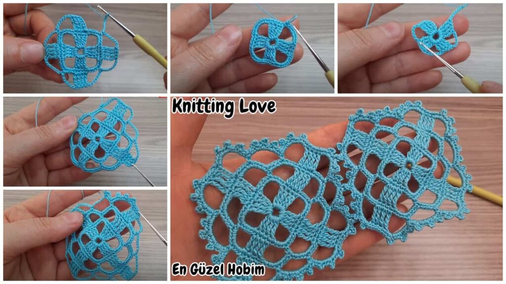 Yapımı Kolay Yeni Kare Dantel Örgü Motifi