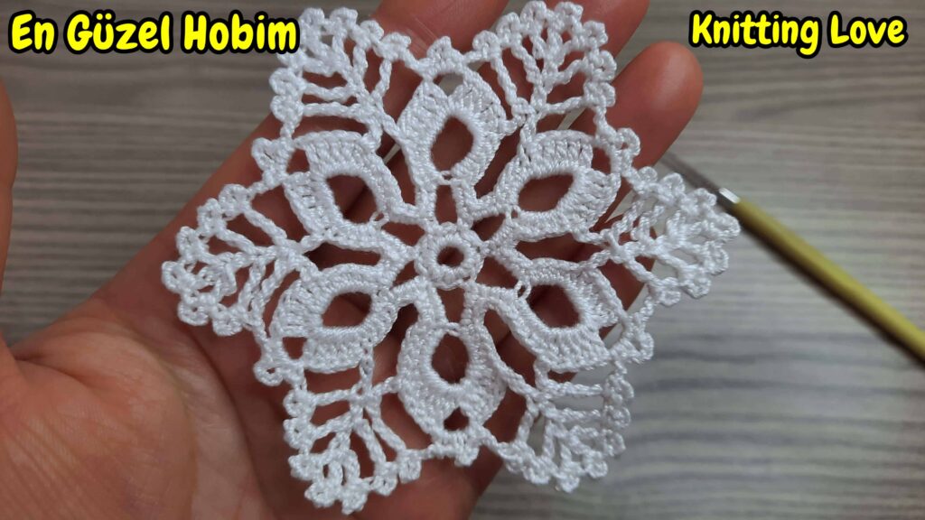 Yepyeni Güzel Tığ İşi Kar Tanesi Örgü Modeli