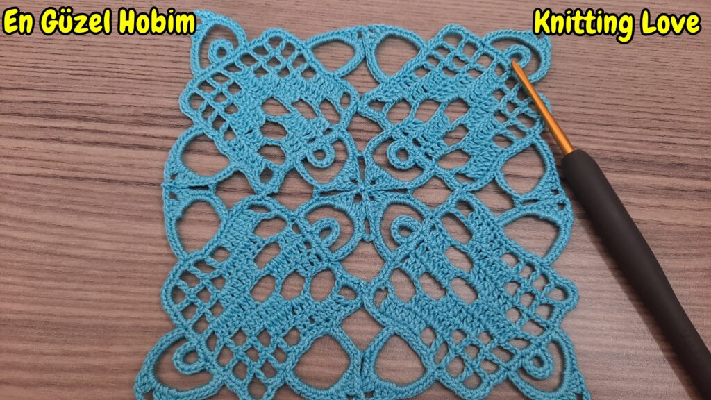 muhteşem fantastik tığ işi kare örgü modeli