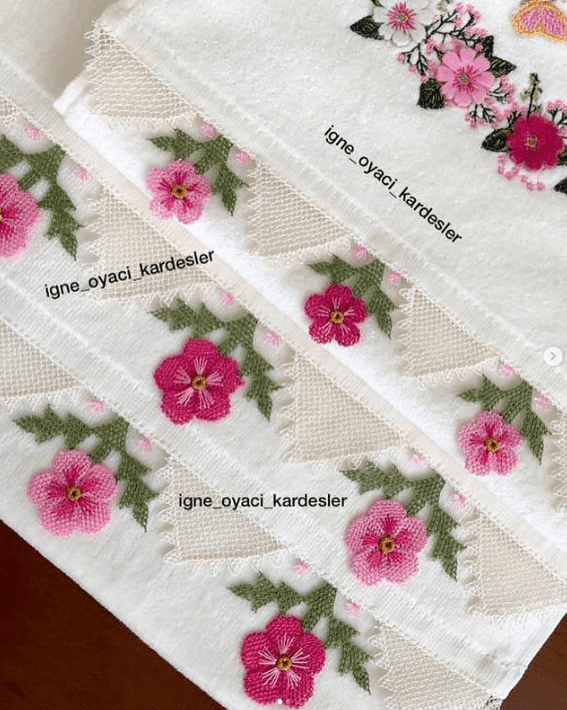 iğne oyası çiçek motifleri