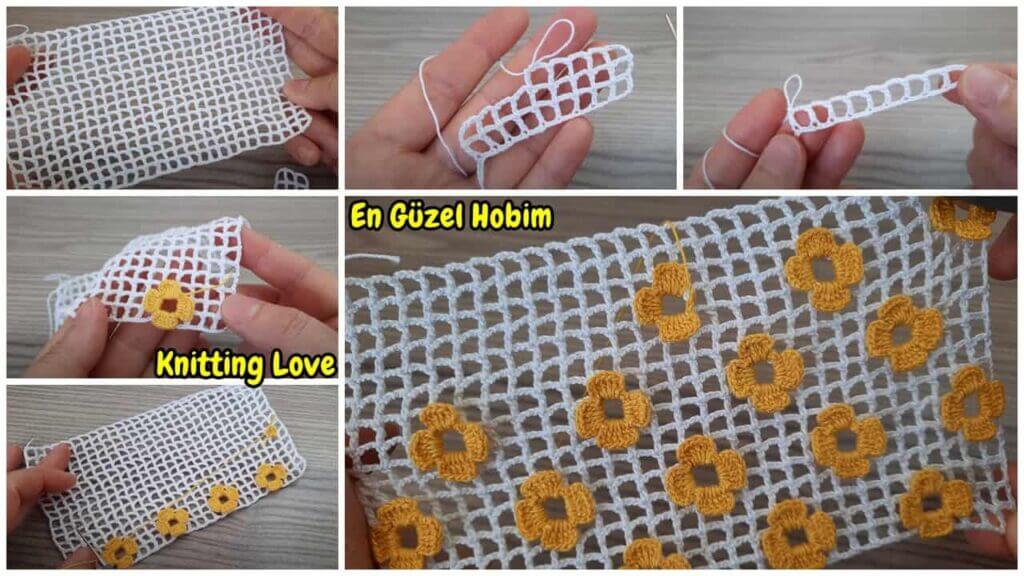 Fileli Harika Çiçek Tığ İşi Örgü Modeli Yapımı