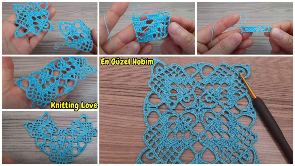 Muhteşem Fantastik Tığ İşi Kare Örgü Modeli | Kolay Kare Motif Crochet Deseni