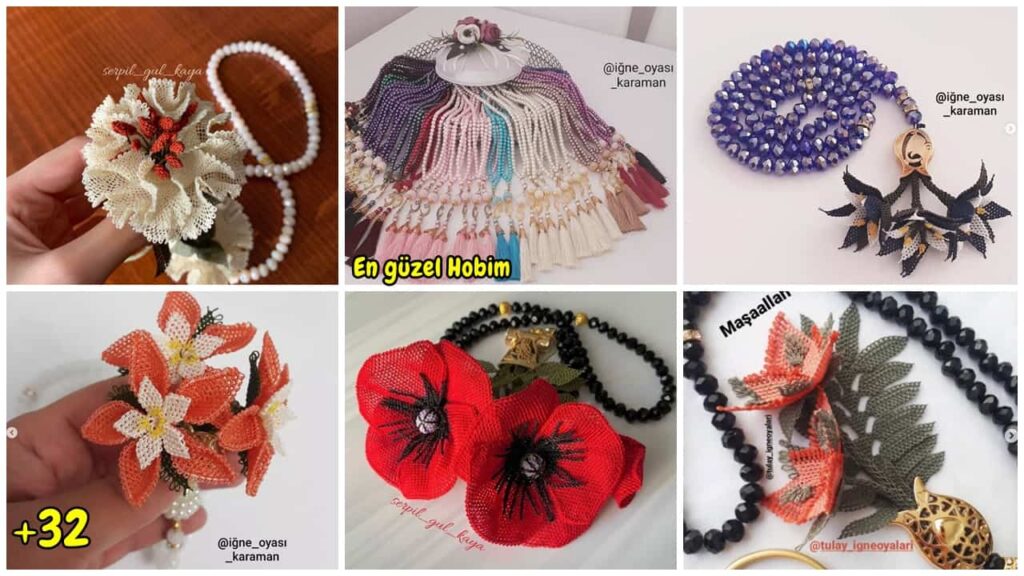 Çeyizlik 32 Adet Yepyeni Tespih Ucu Süsü İğne Oyası Modelleri