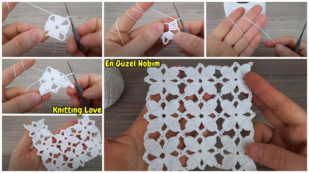 Beyaz Almina Çiçeği Tığ İşi Örgü Modeli
