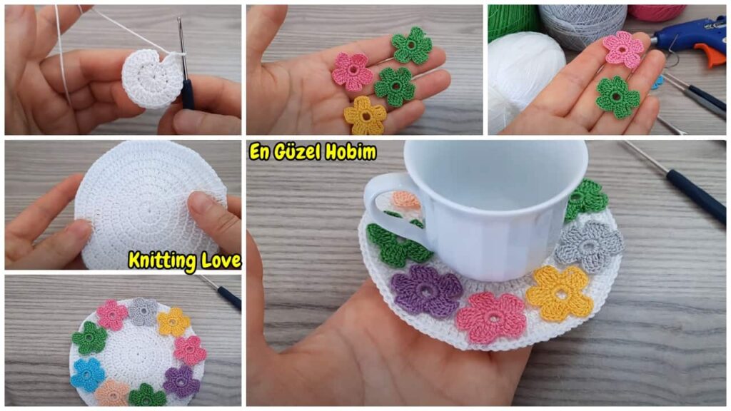 Cıvıl Cıvıl Rengarenk Bardak Altlığı Tığ İşi Örgü Modeli