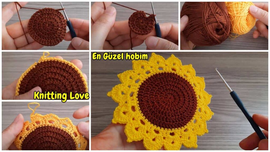 Çok Güzel Ayçiçeği Örgü Modeli