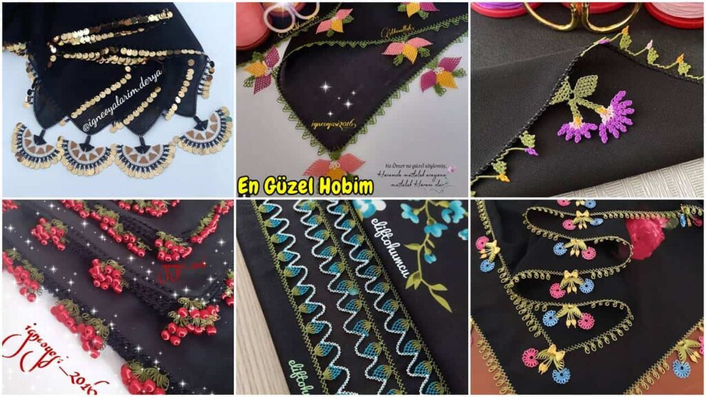 Şıklığıyla Göz Kamaştıran Siyah Yazma İğne Oyası Modelleri | Zarif ve Modern Oya Örnekleri
