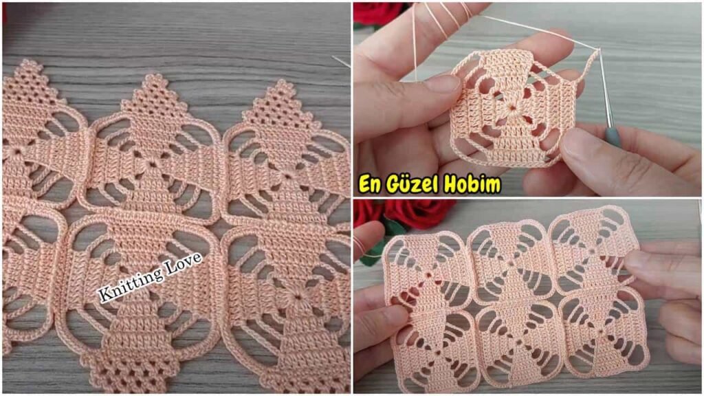 Eklenişli Desenli Kolay Örgü Motifi | Tığ İşi Dantel Modeli Anlatımı