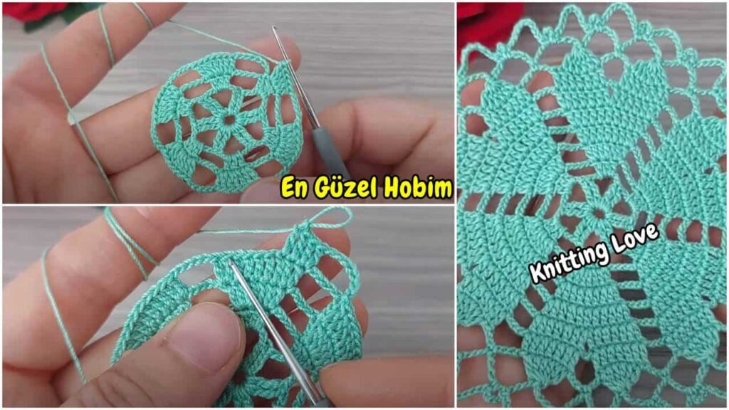 Kalp Motifli Tığ İşi Örgü Modeli 2024 | Kolay Ve Şık Dantel Deseni