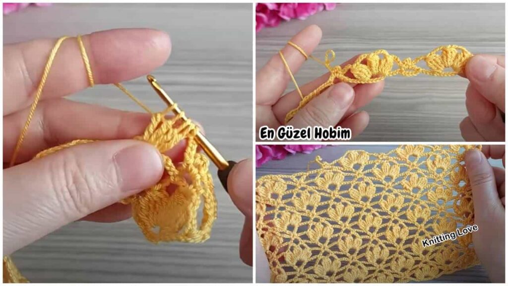 KOLAY TIĞ İŞİ ÇİÇEK DESENLİ ÖRGÜ MODELİ VİDEOLU YAPILIŞI
