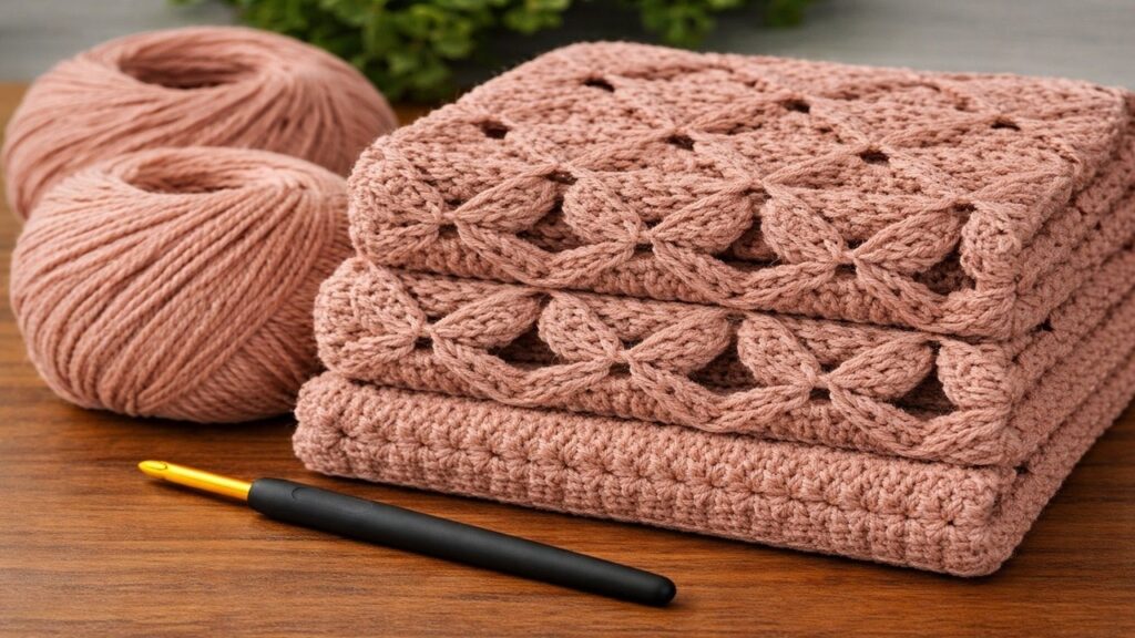 Lüks Görünen Kolay Tığ İşi Modeli (Battaniye, Atkı ve Hırka İçin)