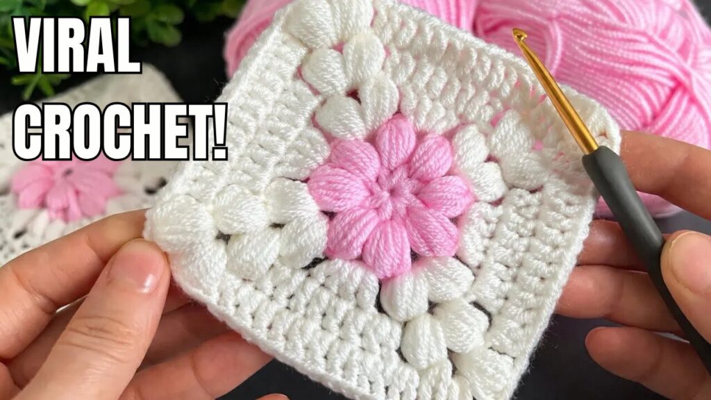 Easy Crochet Flower Granny Square Tığ işi Motif Yapımı