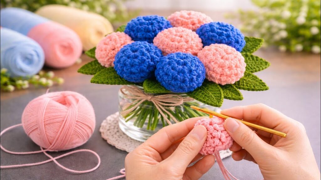 Tığ İşi Tunus İşi Gül Buketi Modeli 🌹 Kolay ve Şık Çiçek Örgü Anlatımı