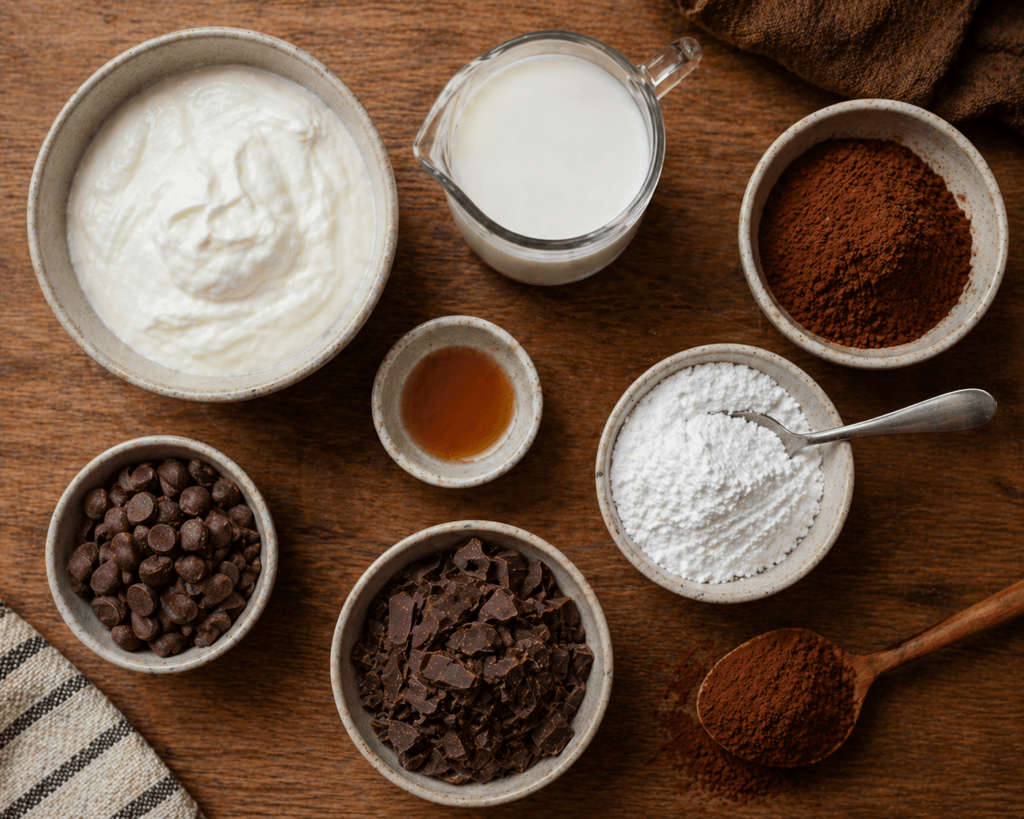 5 dakikalık tatlı malzemeleri kakao yoğurt süt no bake dessert ingredients chocolate recipe