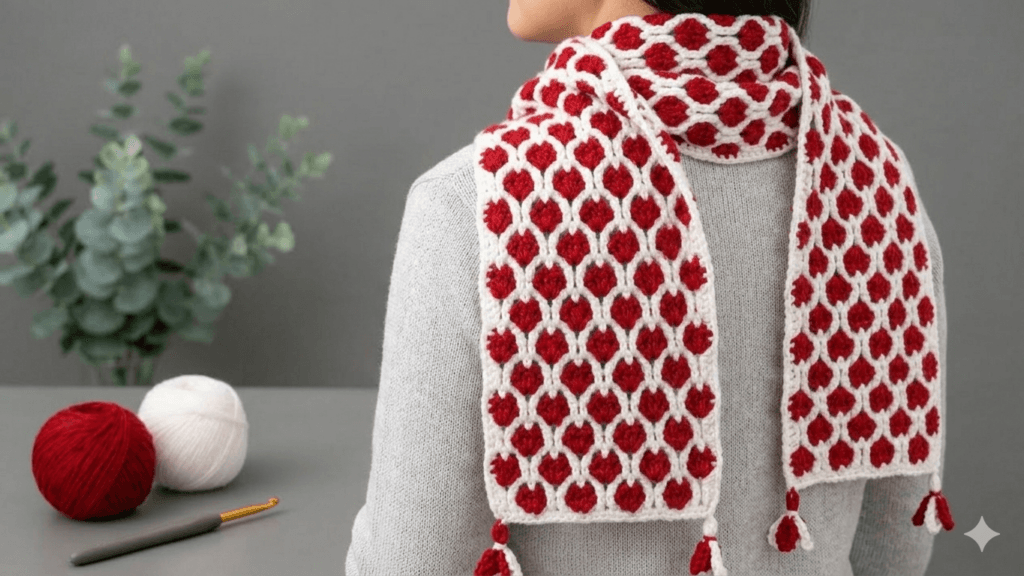 Tığ işi kadın atkı el yapımı yumuşak kışlık model, crochet women scarf handmade warm winter accessory, cozy crochet scarf easy pattern