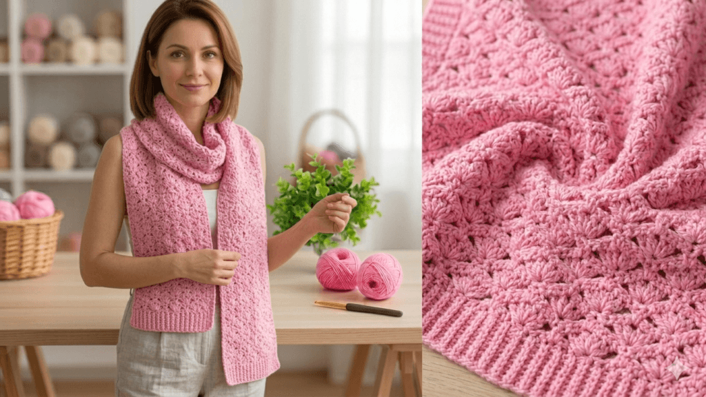 “Cozy handmade crochet scarf for women, tığ işi kadın atkı modeli, soft warm winter scarf, easy crochet scarf for beginners, stylish handmade accessory, perfect cold weather outfit piece”