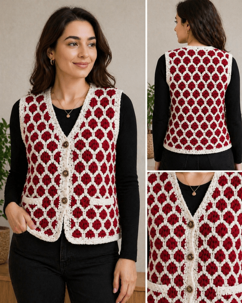 Tığ işi kadın yelek el yapımı modern yazlık model, crochet women vest handmade stylish summer outfit, lightweight crochet vest easy pattern