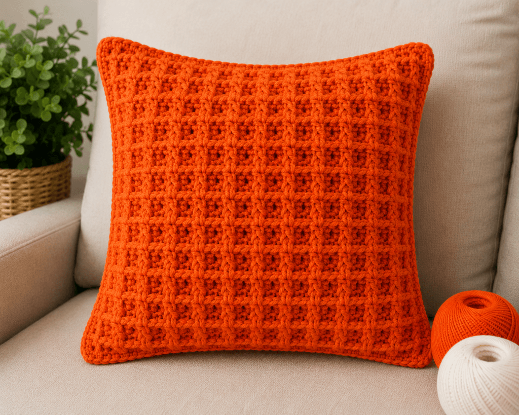 Modern crochet örgü modeli ile yapılmış dekoratif yastık modeli