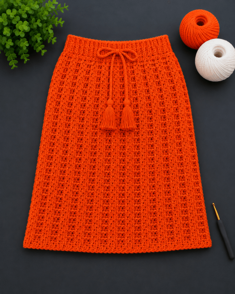 Kolay crochet örgü modeli ile hazırlanmış kadın etek modeli