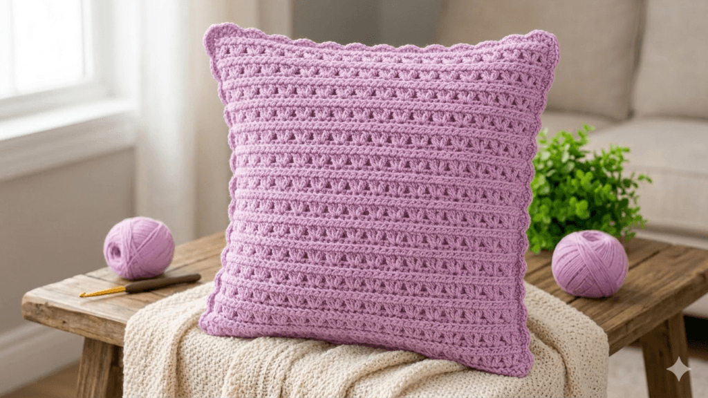 Dekoratif yastık kılıfı tığ işi örgü modeli şık ve modern crochet yastık kılıfı örneği