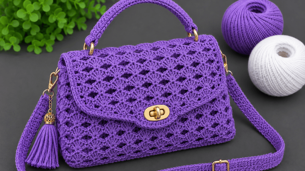 Kadın el çantası crochet modeli ve şık tığ işi çanta örneği