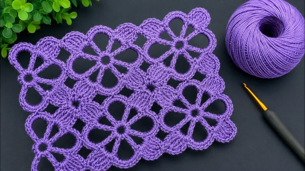 Kolay Crochet Çiçek Motifi Yapımı | Tığ İşi Örgü Modeli