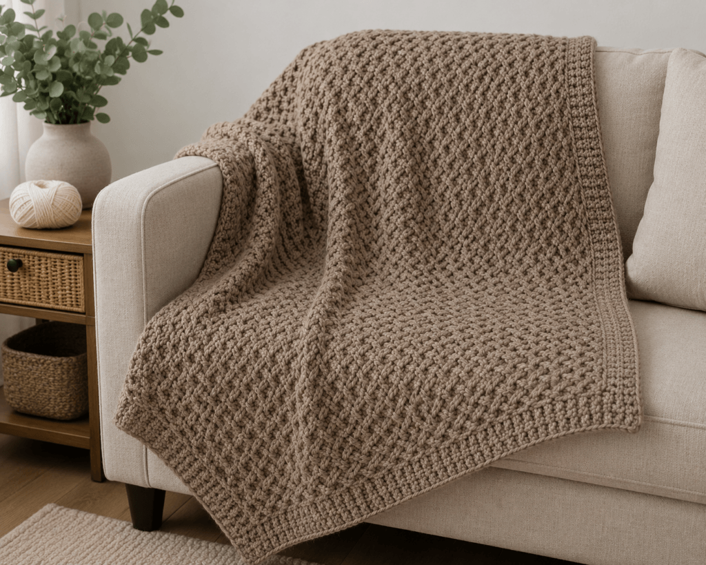Dekoratif koltuk şalı örgü modeli, şık ve modern crochet koltuk örtüsü tasarımı