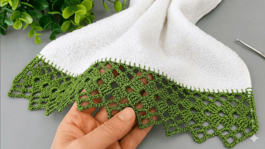 Şık tığ işi havlu kenarı modeli crochet dantel örgü örneği