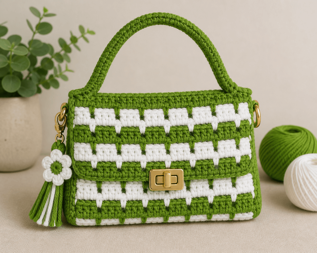 Tığ işi kadın çantası modern el yapımı crochet model şık örgü çanta tasarımı
