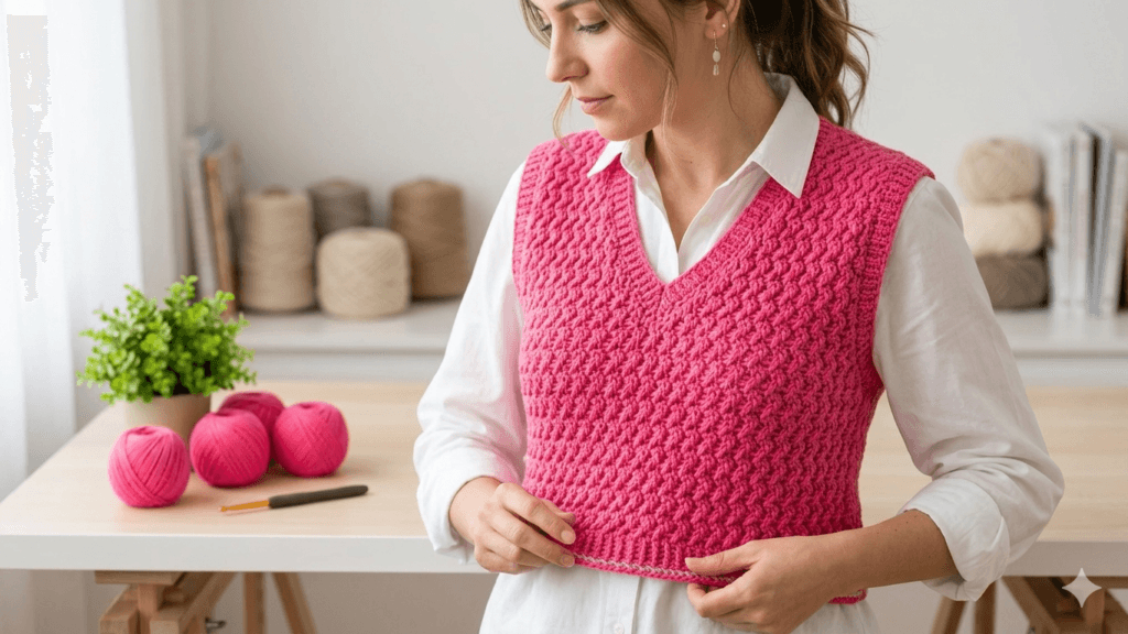 Şık kadın yelek tığ işi crochet yelek modeli modern ve zarif el yapımı örgü örneği