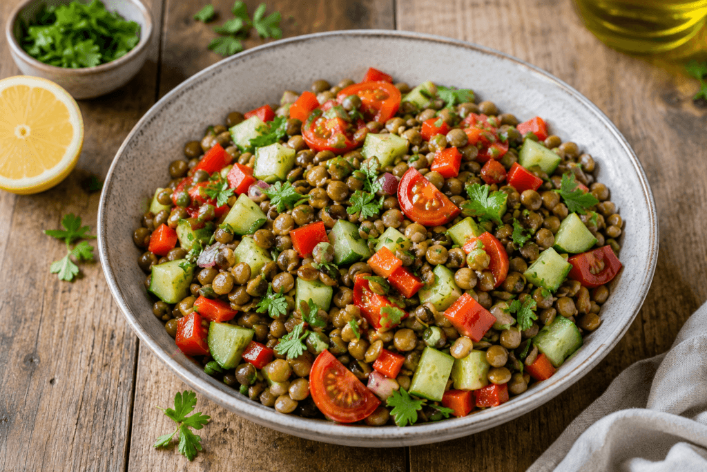 Mercimek Salatası Tarifi | Proteinli ve Doyurucu Sağlıklı Salata