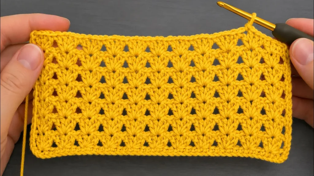 Ajurlu Süsen Örgüsü (Iris Stitch) Yapılışı: Çok Kolay Tek Sıra Tekrarı